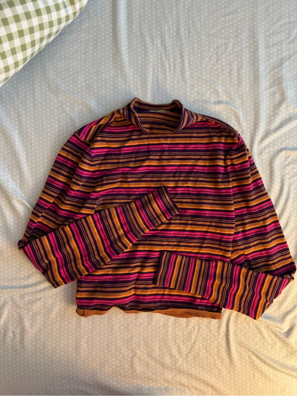 Urban Outfitters Striped Mock Neck Sweater in Pink & Brown & Black - Picture 3 of 3